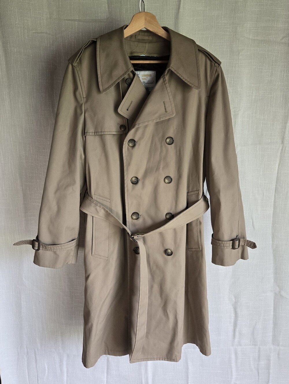 1970s London Fog Tan Double-Breasted Trench Coat with Belt